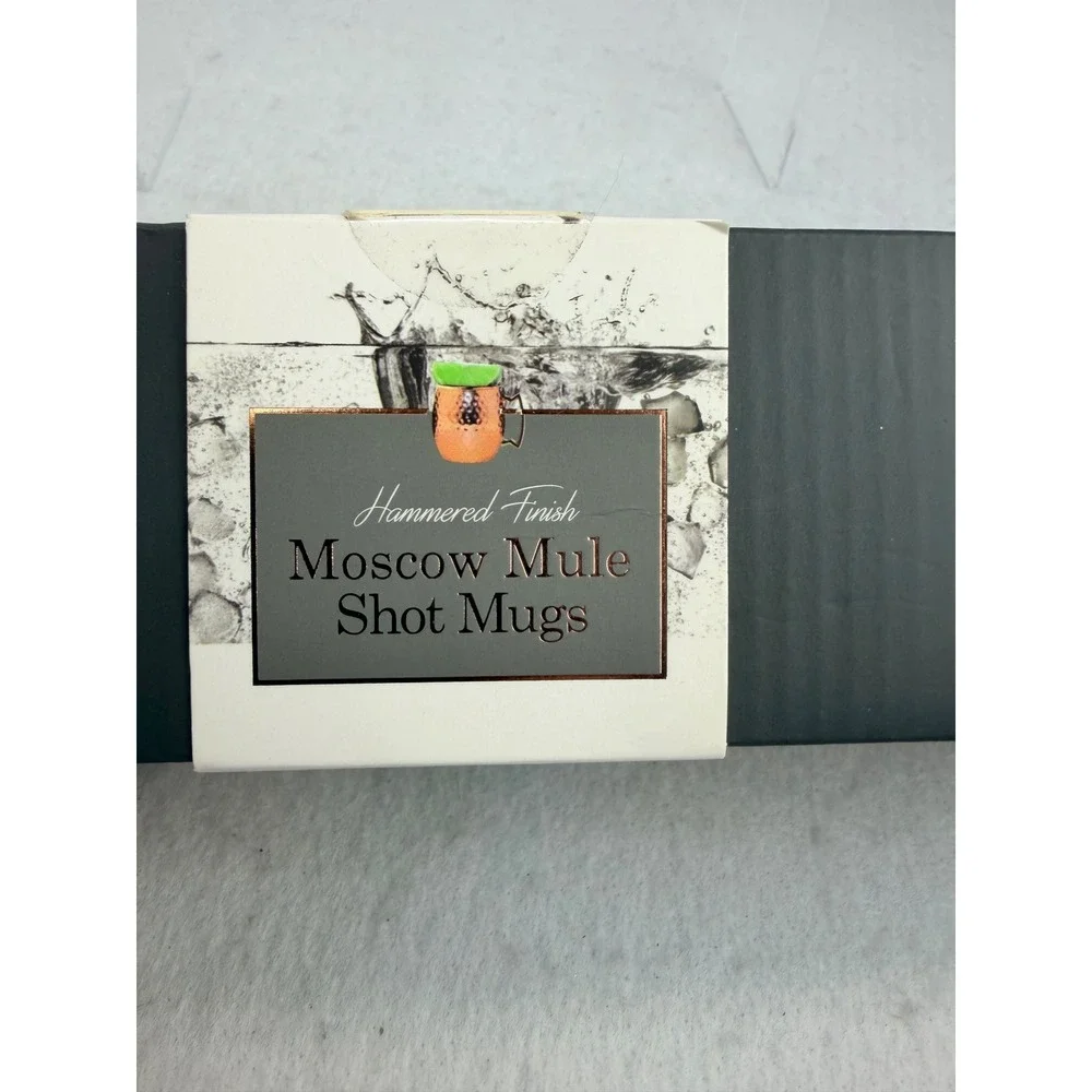 Moscow Mule Shot Mugs Set of 4 Copper Hammered 2 oz Stainless Steel New in Box